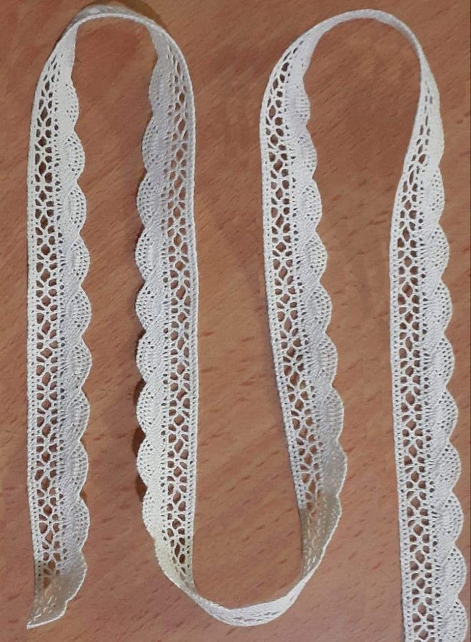 Mezin Cotton Pankh Gpo Lace Border for Dress, Kurtis, Dupatta, Bag, Craft and Decorations (9 Mtr, White) - Image 1